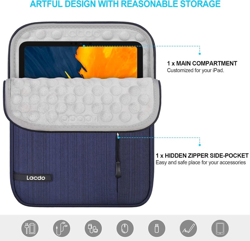 Lacdo Tablet Sleeve Case for 13 inch New iPad Air M4 M3 M2 2026-2024, 13 inch iPad Pro M5 M4, 12.9 inch iPad Pro with Magic Keyboard and Smart Keyboard Folio, iPad Sleeve 13 inch Protective Bag,Blue - Image 4