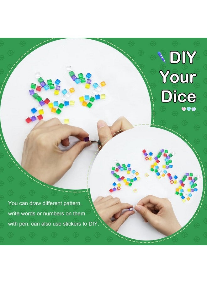 160 Pcs 8 Colors Blank Dice, 7.5mm Mini Acrylic Cubes Multi-Colored Clear Dice, Assorted Color No Hole Beads for Board Games Tabletop Gaming Dices DIY Making  - Image 2