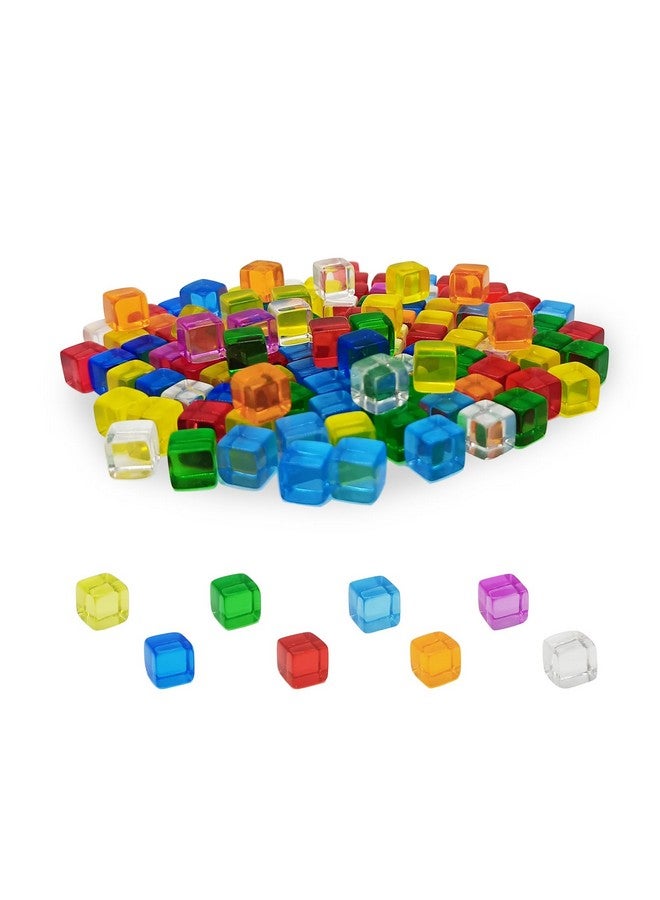 160 Pcs 8 Colors Blank Dice, 7.5mm Mini Acrylic Cubes Multi-Colored Clear Dice, Assorted Color No Hole Beads for Board Games Tabletop Gaming Dices DIY Making  - Image 1