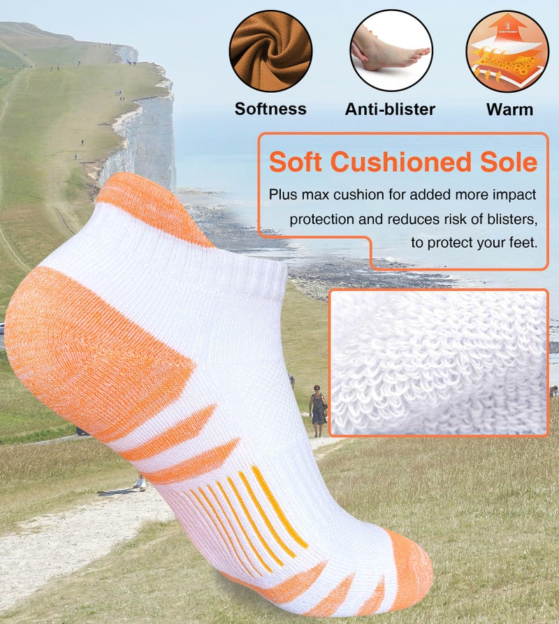 Heyoboy Womens Ankle Anti-blister Thick Cushioned Wicking Odor Resist Athletic Running Socks, Size 6-9, White 5 Pairs - Image 2