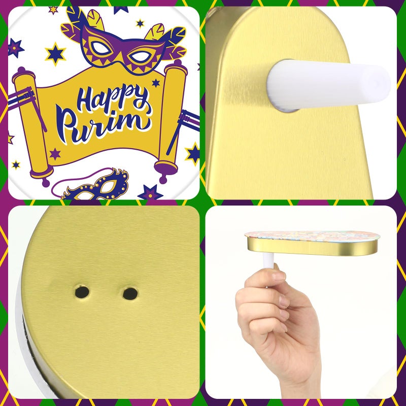 PullCrease 108 Pack Noise Makers Bulk Traditional Purim Gragger Assorted Shapes Metal Noisemaker for Purim Toy - Image 5