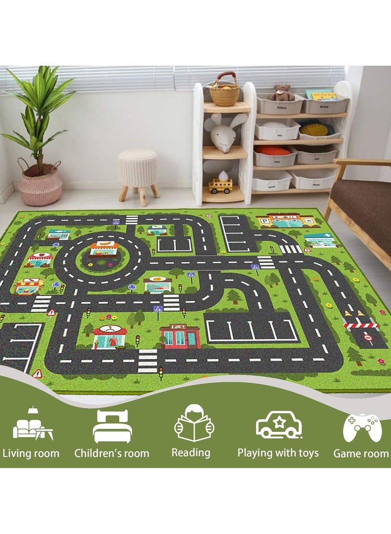 MIXDE Large Play Mat, Car Trafficc Theme Rug Carpet for Kids, Kids Room Area Rug Bedroom Decor Rug Educational Road Traffic Carpet (Size 100cm×180cm/39x71) - Image 3