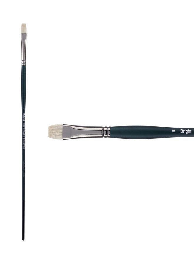 Creative Mark Imperial Professional Chungking Hog Bristle Brush - Bright # 6, Handmade Long Handle Oil Paint Brushes for Artists, Nickel-Plated Brass Ferrules, Stiff Yet Soft Natural Bristles - Image 2