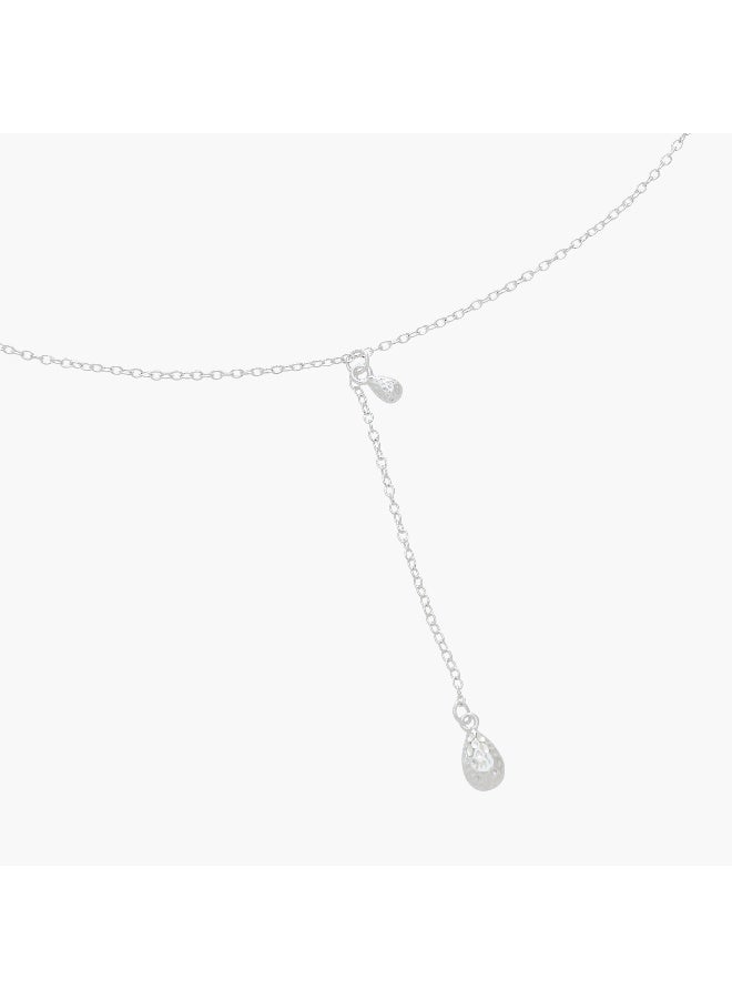 LIFESTYLE Silver Tone Necklace with Drop Pendant - Image 4