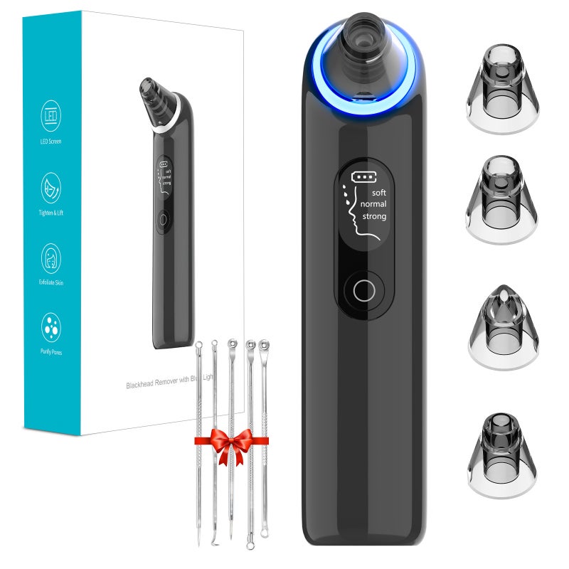 Manufacturer'S Best-Selling Blackhead Remover, Private Model Small Bubble Blackhead Remover With Blue Light, Household Facial Cleansing Device, High-Efficiency Beauty Device - Image 1