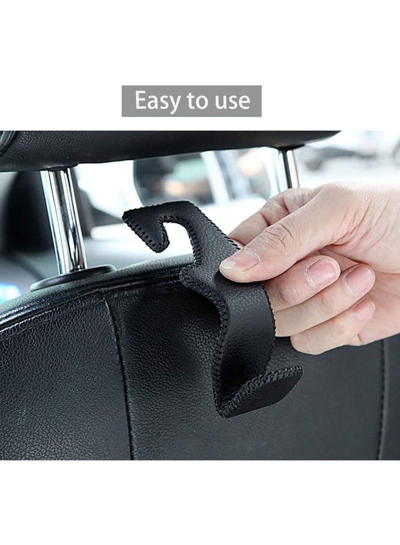 Headrest Hooks for Car, Back Seat Organizer Black Leather Hanger Holder Hook, for Hanging Purses and Bags and Coats, Pack of 2 - Image 4