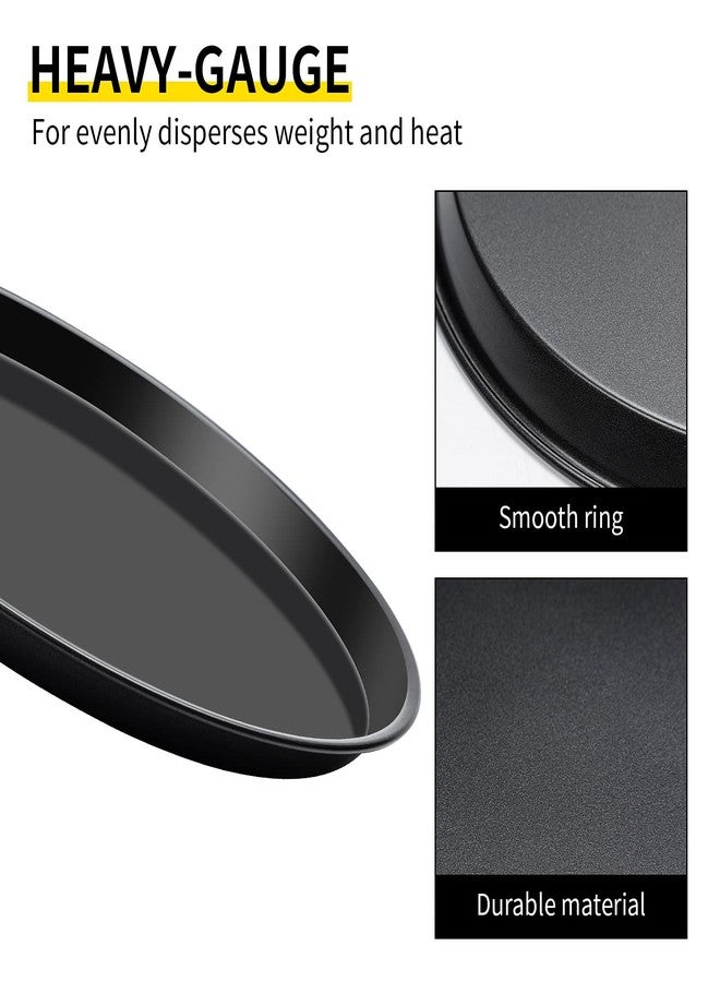 Yomvzake Cookie Cake Pan, 12 Inch Round Cake Pan Giant Shollow Cookie Pan Round Cookie Sheet Black Carbon Steel Tray Pan for Christmas Baking - Image 2