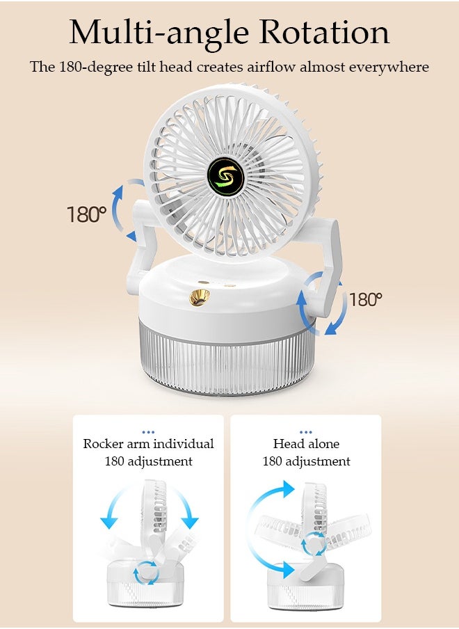 DUNISO Table Humidifying Spray Fan with Night Lamp,Mini Personal 3 Speeds Portable Table Fan 180° Flip Adjustment Desk Fan,Table Air Circulator Fan for Whole Room Home Bedroom Office  - Image 5