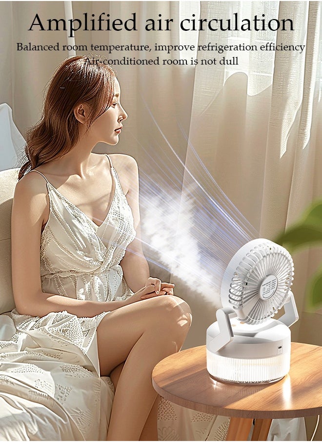 DUNISO Table Humidifying Spray Fan with Night Lamp,Mini Personal 3 Speeds Portable Table Fan 180° Flip Adjustment Desk Fan,Table Air Circulator Fan for Whole Room Home Bedroom Office  - Image 4