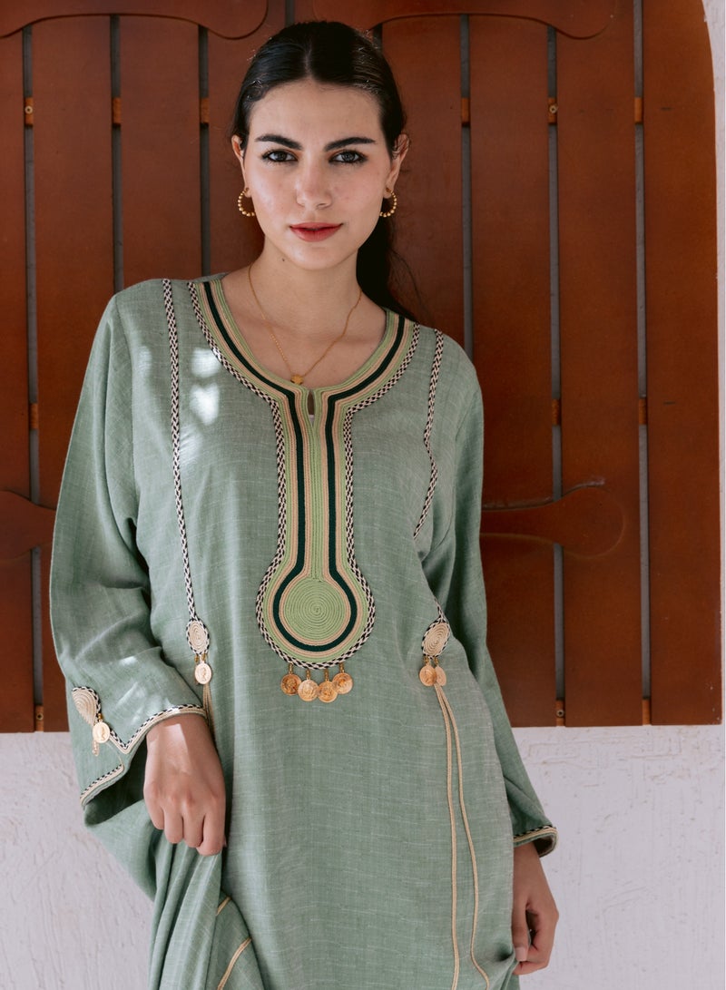 افندينا  جلابية كتان بأناقة طبيعية ولمسة عصرية - Image 2