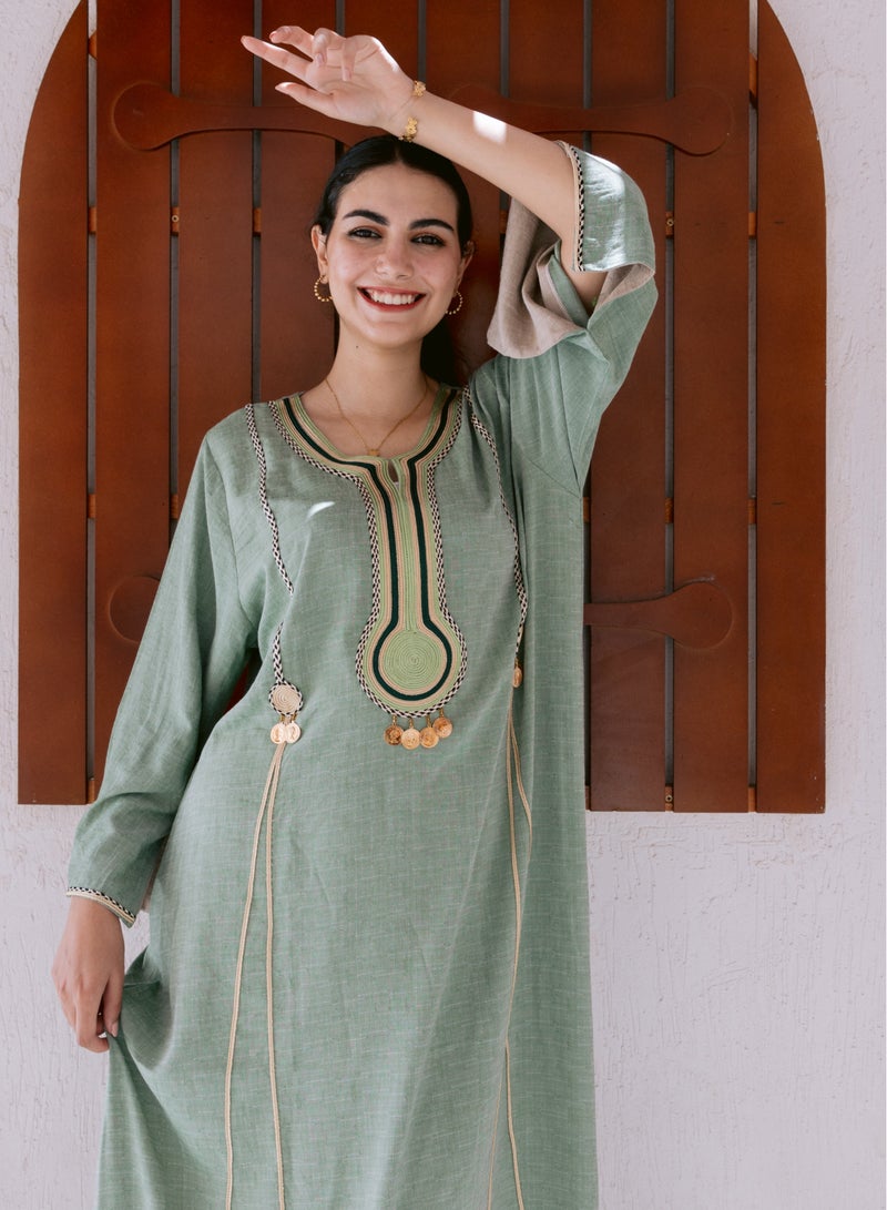 افندينا  جلابية كتان بأناقة طبيعية ولمسة عصرية - Image 4