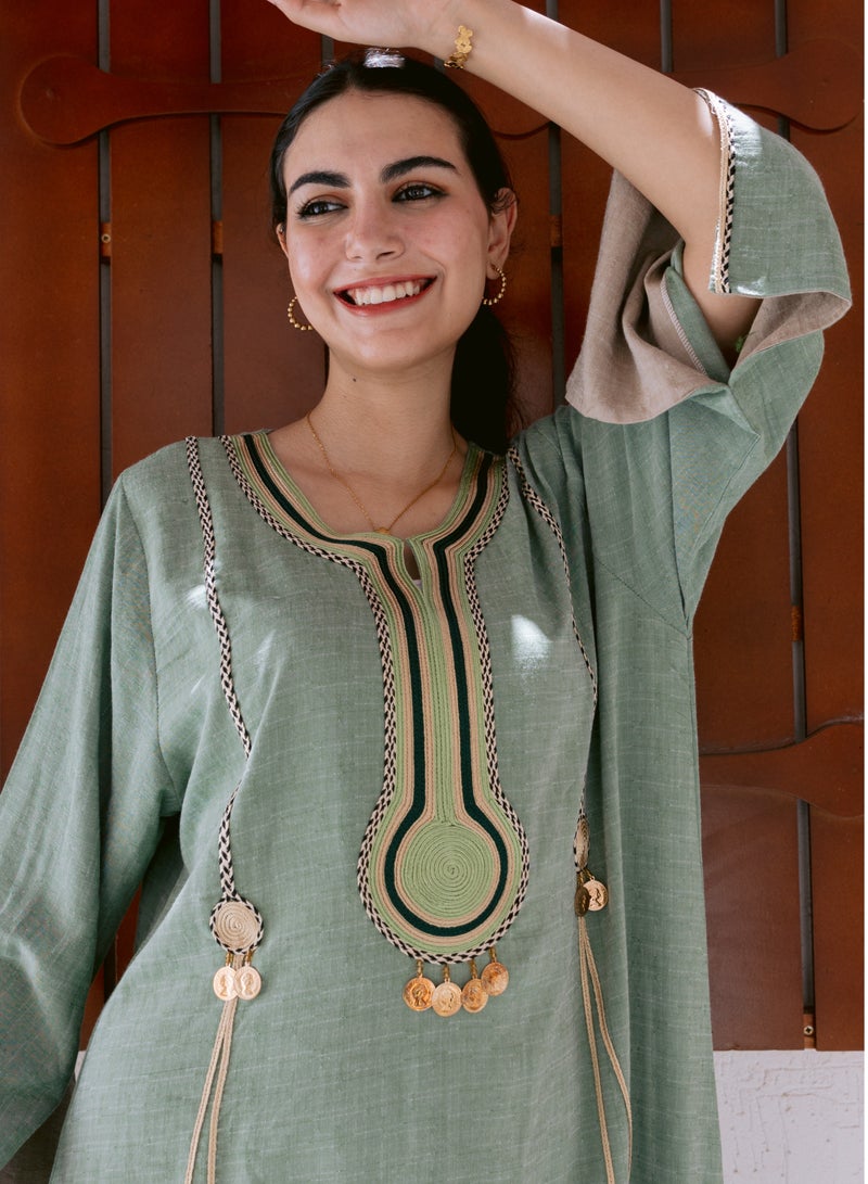 افندينا  جلابية كتان بأناقة طبيعية ولمسة عصرية - Image 5