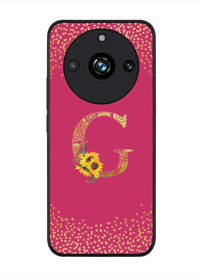 Stylizedd Rugged Black Edge case for Realme 11 Pro/Realme 11 Pro+, Slim fit   Custom Monogram Initial Letter Mandala Floral Pattern Alphabet- G (Dark Pink Rose) - Image 1