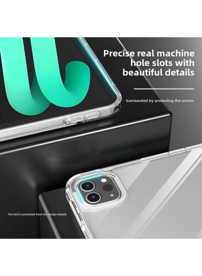 Applicable To 2024iPadmini7air5 Protective Cover Pro4 Transparent Full Screen 2022pro11 Flat Anti-bending Horizontal-Color:White Ice Color-Applicable Model:Air( 13inch )/Pro56( 12.9inch )2021/2022/2024