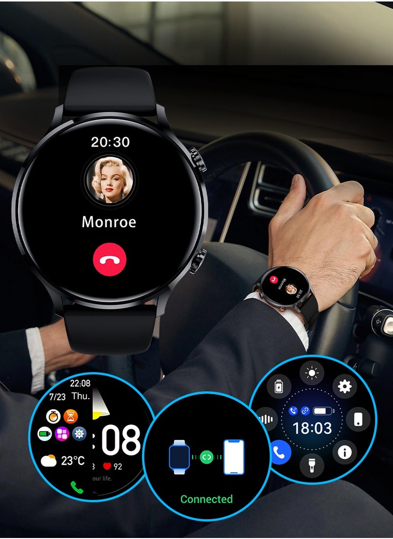 WAPIK Korean Brand Smart Watch Y5，Business Smartwatch, Waterproof Fitness Watch, Bluetooth Calling, Compatible with Android and iOS,Smartwatch For Men, Zinc Alloy Vacuum Plating, Heart Rate Monitoring，Black  - Image 5