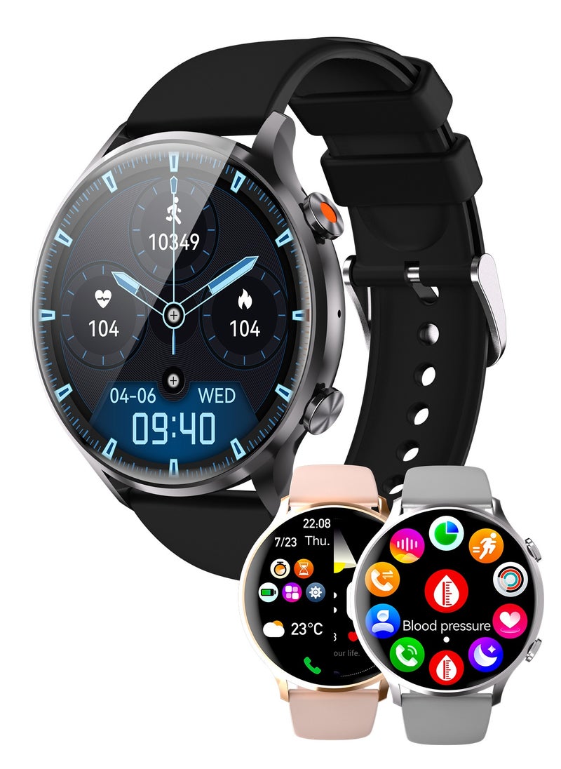 WAPIK Korean Brand Smart Watch Y5，Business Smartwatch, Waterproof Fitness Watch, Bluetooth Calling, Compatible with Android and iOS,Smartwatch For Men, Zinc Alloy Vacuum Plating, Heart Rate Monitoring，Black  - Image 1
