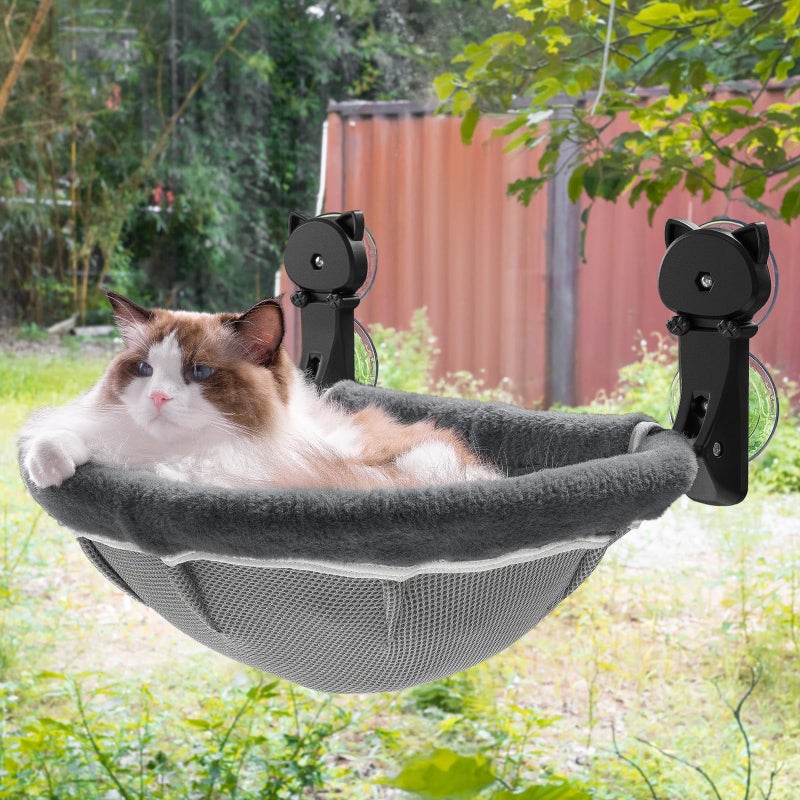JUNSPOW Cat Window Hammock, Foldable, Cat Bed, Suction Cup Type, Cat Hammock, Window, Cat Bed, Load Capacity: 39.7 lbs (18 kg) (19.7 x 14.2 inches (50 x 36 cm), Easy Installation, Removable (Zipper - Image 1