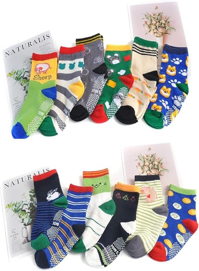 CUTEABLY Baby Toddler Boy Anti-Slip Cotton Crew Socks, Non Skid with Grips, (Assorted)-Pack of 4 (Pack of 4, 7-8 Year) - Image 4