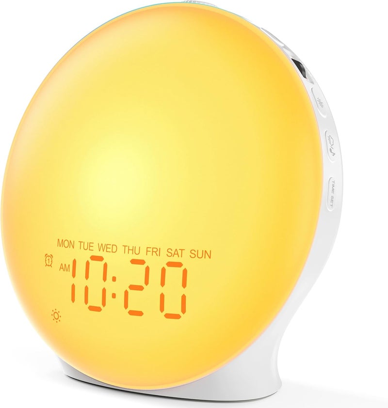 Jall Sunrise Alarm Clock White Noise Sound Machine with 22 Soothing Sounds, 17 NightLights, Wake Up Light Alarm Clock for Bedrooms, Heavy Sleepers - Image 1