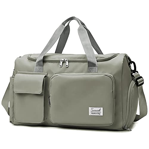 Suruid Sports Gym Duffel Bag with Shoes Compartment and Dry Wet Separated Pocket for Men and Women - Overnight Weekender Training Handbag Yoga Bag - Dark Gray - Image 1