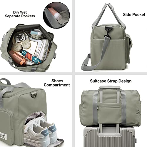 Suruid Sports Gym Duffel Bag with Shoes Compartment and Dry Wet Separated Pocket for Men and Women - Overnight Weekender Training Handbag Yoga Bag - Dark Gray - Image 3