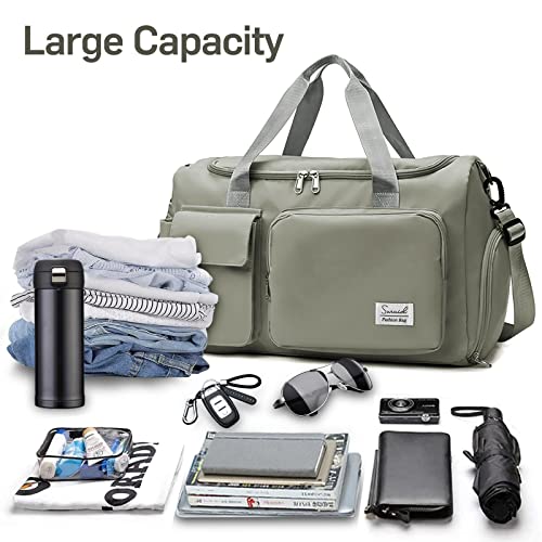 Suruid Sports Gym Duffel Bag with Shoes Compartment and Dry Wet Separated Pocket for Men and Women - Overnight Weekender Training Handbag Yoga Bag - Dark Gray - Image 4