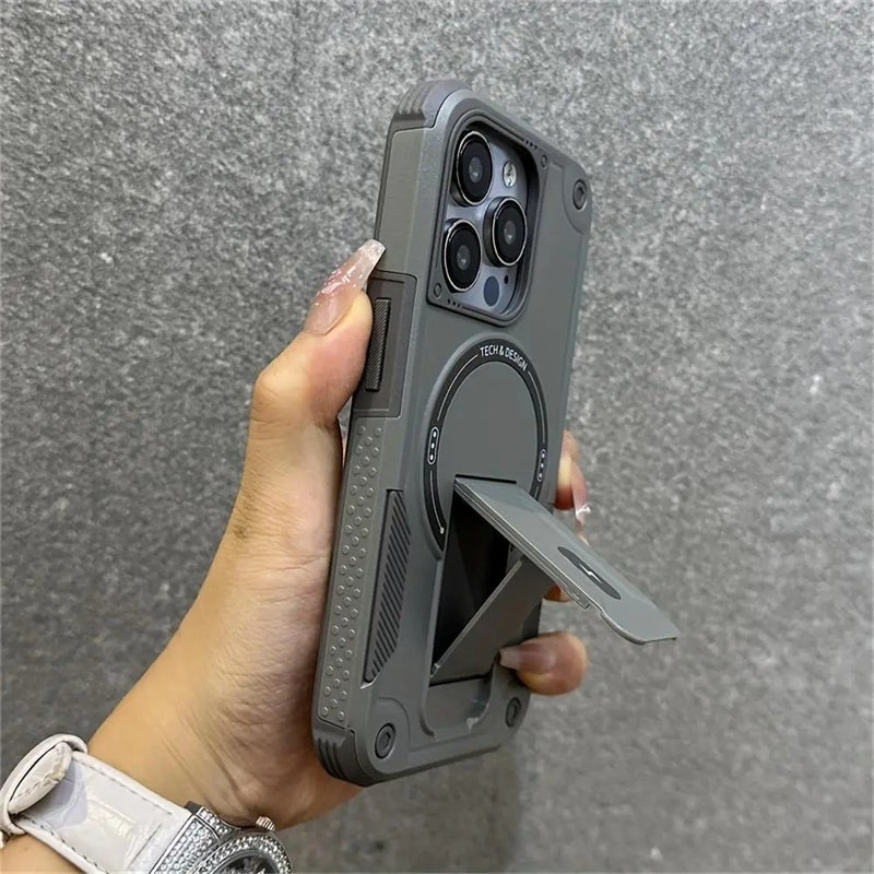 Luxury Magnetic Holder Protective Phone Case with Wristband for iPhone 17-11 Pro Max, Silicone Shockproof Back Cover, Stylish Design - Image 3