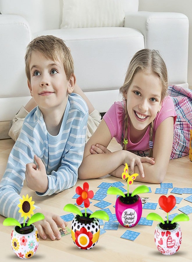 Welecom 4 Solar Dancing Butterfly Toy Solar Powered Dancing Sun Flower in Colorful Pots Swinging Heart Shape Flip Flap Animated Bobblehead Dancer Window Rose Sun Catcher Car Dashboard Decor - Image 5