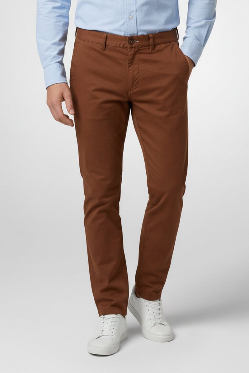 GANT Men Slim Fit Plain Chino Pants, Brown - Image 1