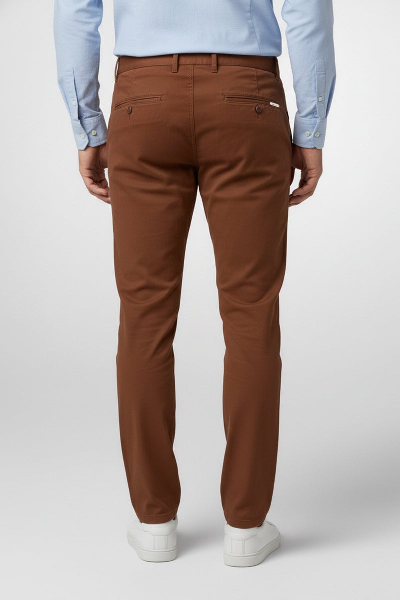 GANT Men Slim Fit Plain Chino Pants, Brown - Image 5