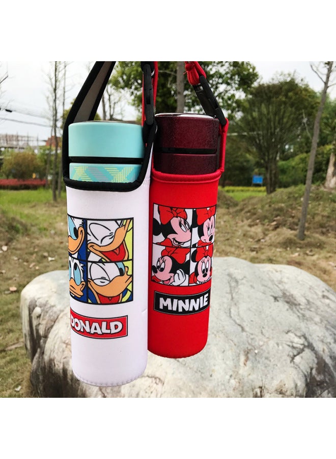 Wholesale Diving Material Cup Cover Crossbody Insulation Glass Protective Cover Cartoon Cute Drop-resistant Water Cup Handbag In Stock-Color:Four Grids-small Balls-Capacity:Large Size 550ml (height Cm)  - Image 3
