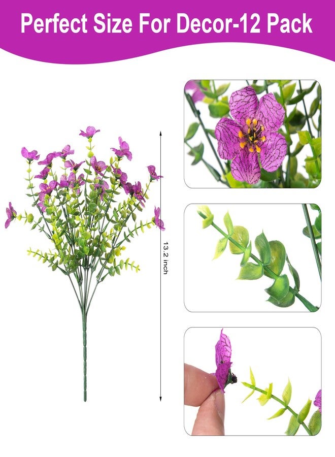 Ammyoo Artificial Fake Plants Flowers for Outdoor Spring Summer Decor, 12 Bundles Faux Silk Daisy for Planter Pot Colorful UV Resistant Look Real for Front Door Porch Patio Outside Yard(Purple Red) - Image 3