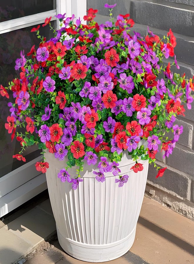 Ammyoo Artificial Fake Plants Flowers for Outdoor Spring Summer Decor, 12 Bundles Faux Silk Daisy for Planter Pot Colorful UV Resistant Look Real for Front Door Porch Patio Outside Yard(Purple Red) - Image 2