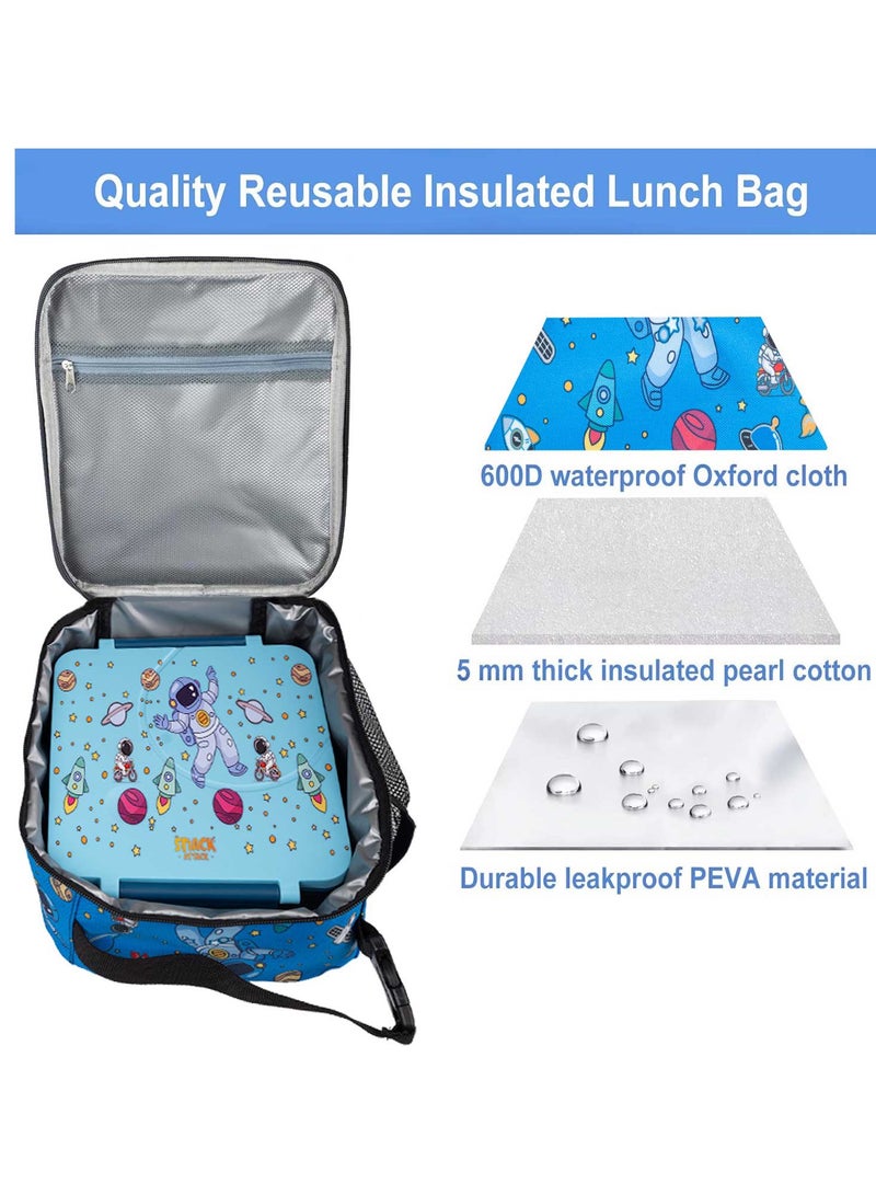 Snack attack Snack Attack Kids Insulated Lunch Bag – Space Astronaut Design – Leakproof, Lightweight with Shoulder Strap & Mesh Pocket – Ideal for School & Daycare – BPA-Free, Durable & Easy to Clean  - Image 2