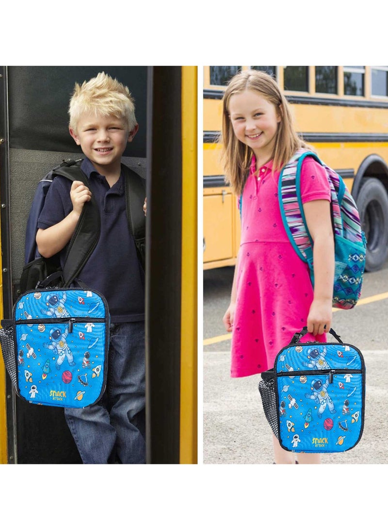 Snack attack Snack Attack Kids Insulated Lunch Bag – Space Astronaut Design – Leakproof, Lightweight with Shoulder Strap & Mesh Pocket – Ideal for School & Daycare – BPA-Free, Durable & Easy to Clean  - Image 3
