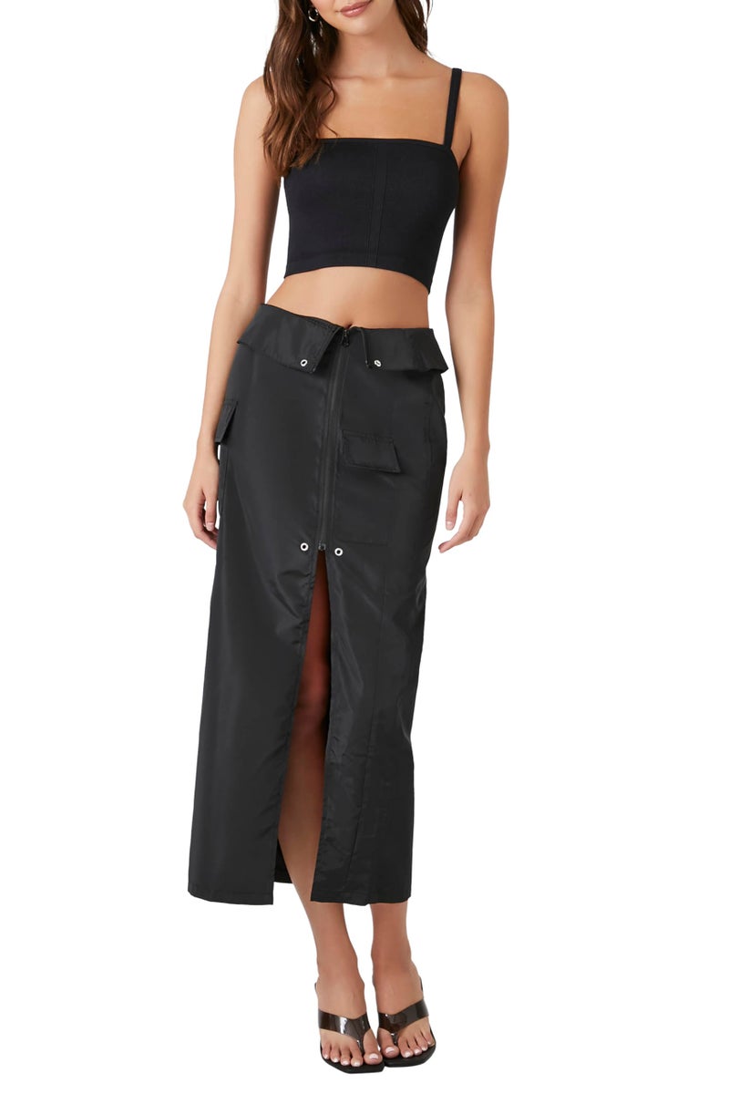 Forever 21 Split-Hem Cargo Maxi Skirt Black Small - Image 1