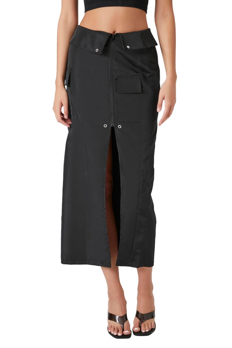Forever 21 Split-Hem Cargo Maxi Skirt Black Small - Image 2