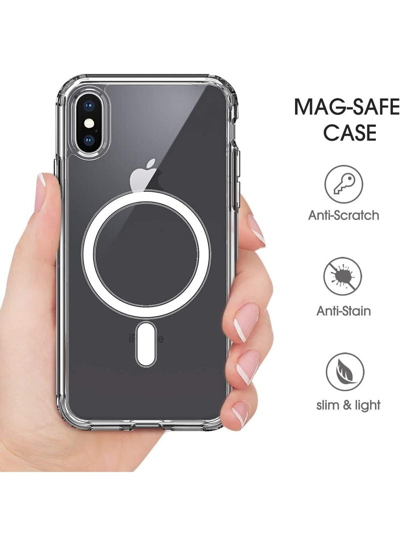 UMIXPRO Apple iPhone X/Xs Clear Magnetic Case, MagSafe Compatible Hybrid Hard Back & Silicone Frame, Shockproof Transparent Cover - Image 2