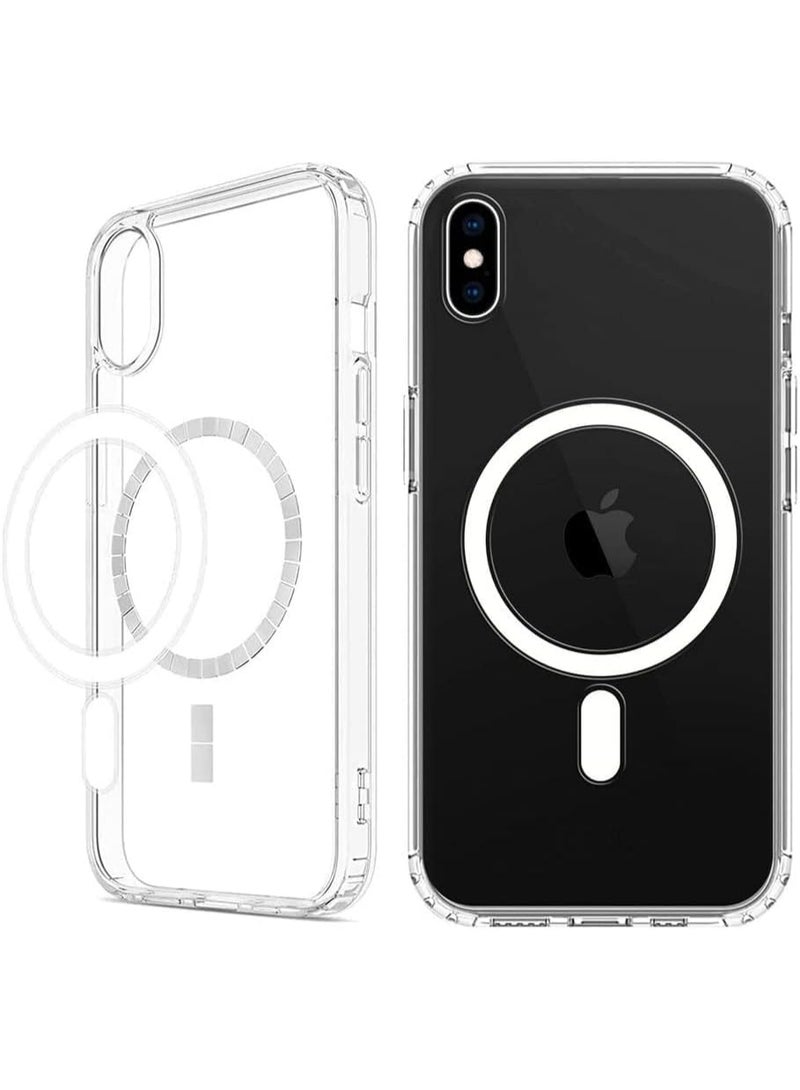 UMIXPRO Apple iPhone X/Xs Clear Magnetic Case, MagSafe Compatible Hybrid Hard Back & Silicone Frame, Shockproof Transparent Cover - Image 1