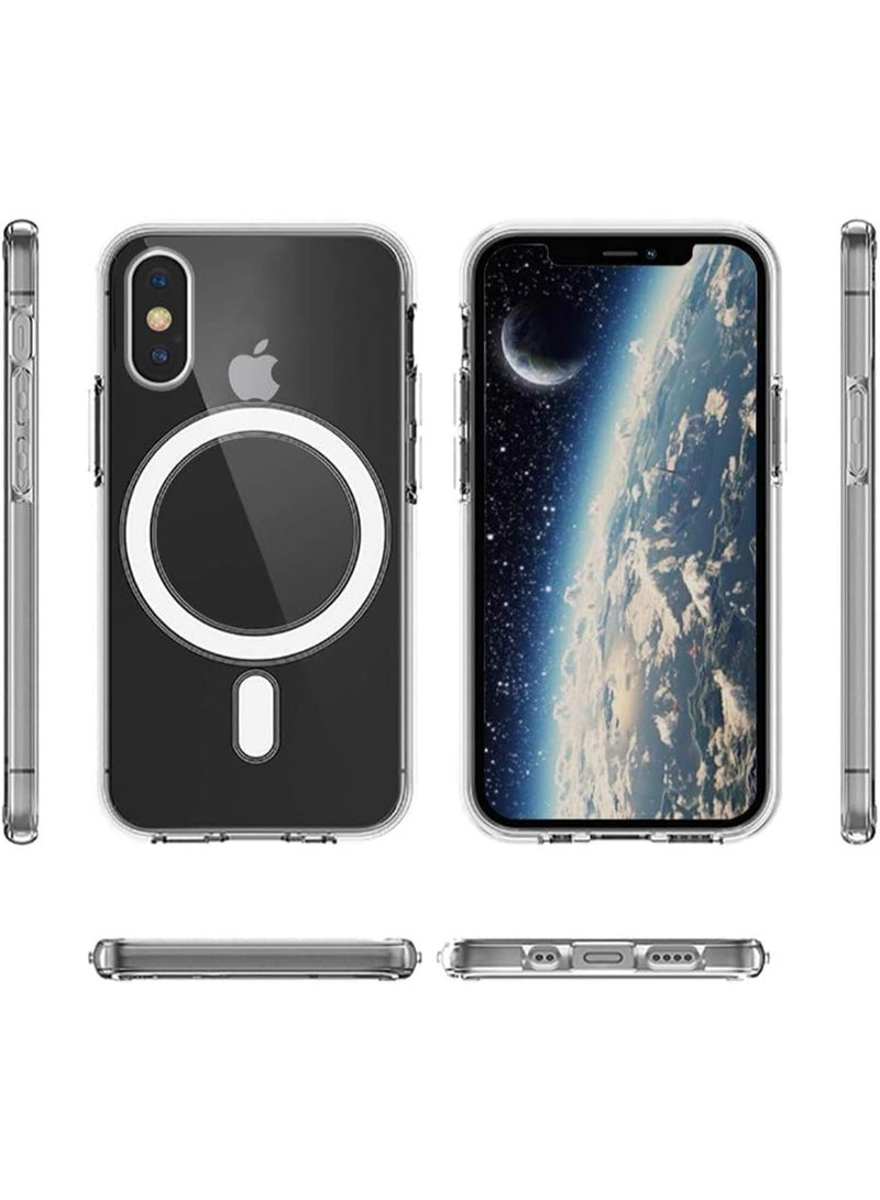 UMIXPRO Apple iPhone X/Xs Clear Magnetic Case, MagSafe Compatible Hybrid Hard Back & Silicone Frame, Shockproof Transparent Cover - Image 3