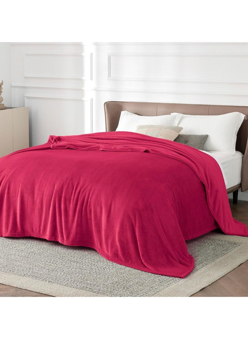 BSB HOME® 300 GSM Premium Plush Double Blanket for Bed, Sofa, Couch, Travel and Camping AC Blanket | 220x230 cm | Red | SOLID FLANNEL - Image 5