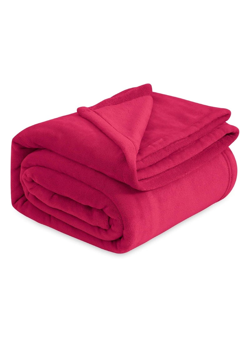 BSB HOME® 300 GSM Premium Plush Double Blanket for Bed, Sofa, Couch, Travel and Camping AC Blanket | 220x230 cm | Red | SOLID FLANNEL - Image 1