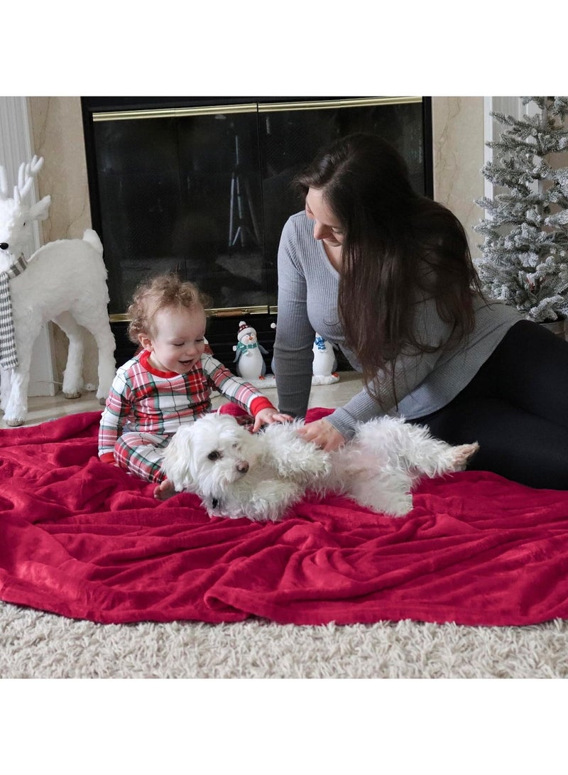 BSB HOME® 300 GSM Premium Plush Double Blanket for Bed, Sofa, Couch, Travel and Camping AC Blanket | 220x230 cm | Red | SOLID FLANNEL - Image 2