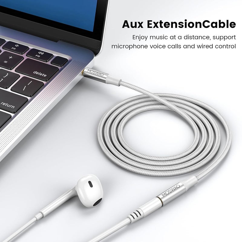 MOSWAG MOWSAG 10FT/3Meter Long 3.5mm Extension TRRS 4-Pole Headphone Cable Male to Female Audio Cable Nylon Braided Compatible for Home/Car Stereos Smartphones Headphones Tablets Media Players and More - Image 3