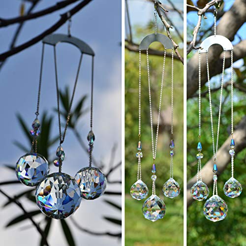 Pedobo 30/30/40mm Crystal Ball Prisms Suncatcher Hanging Ornament Chakra Crystals Rainbow Maker for Home,Garden Decoration - Image 4