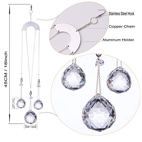 Pedobo 30/30/40mm Crystal Ball Prisms Suncatcher Hanging Ornament Chakra Crystals Rainbow Maker for Home,Garden Decoration - Image 2