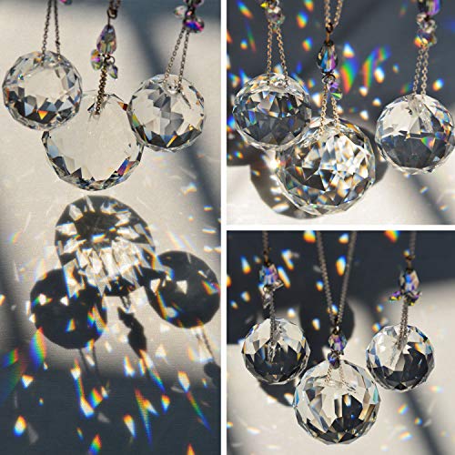 Pedobo 30/30/40mm Crystal Ball Prisms Suncatcher Hanging Ornament Chakra Crystals Rainbow Maker for Home,Garden Decoration - Image 5