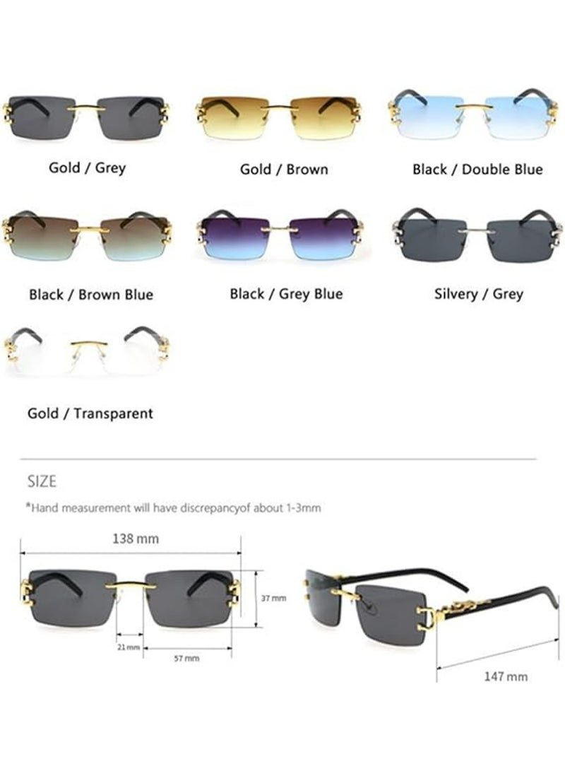 بولوز 2 قطعة نظارات شمسية بدون إطار لرجال ونساء، نظارات أنيقة للمقابض، أيقونة الموضة للبالغين - Image 5