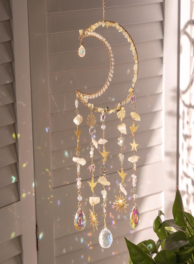 Dreamsum Crystal Suncatchers - Dreamsum Colorful Crystals Suncatcher for Window Hanging Wind Chime Garden Sun Catchers with Crystals Rainbow Maker Indoor Outdoor Decor Handmade Gold Plated Suncatcher - Image 1