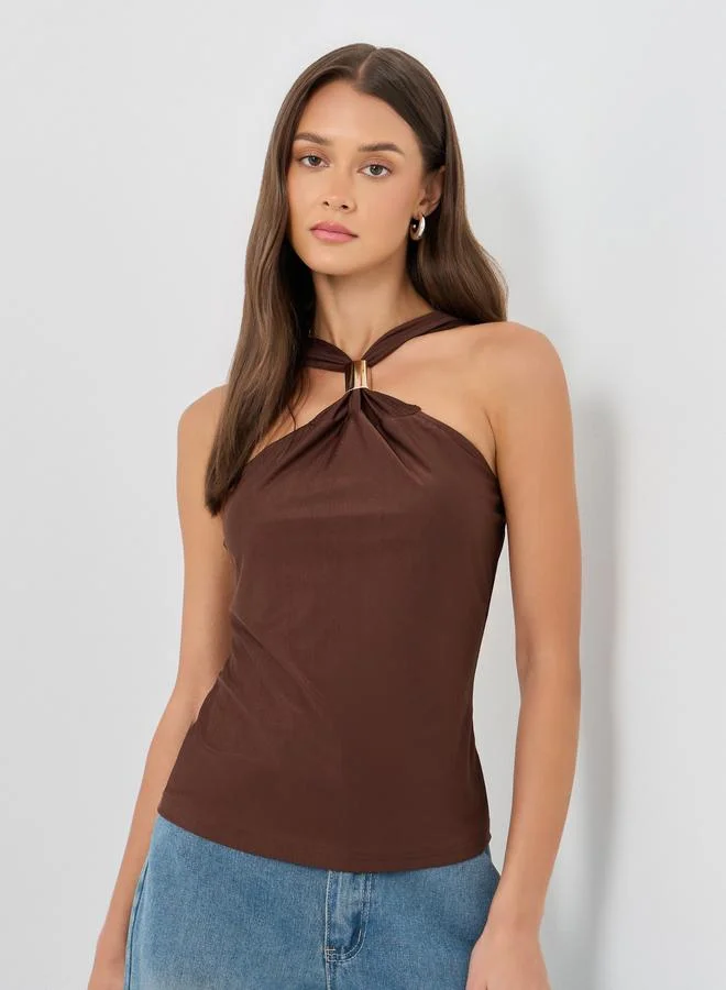 Styli Styli Halter Neck Regular Fit Knit Top